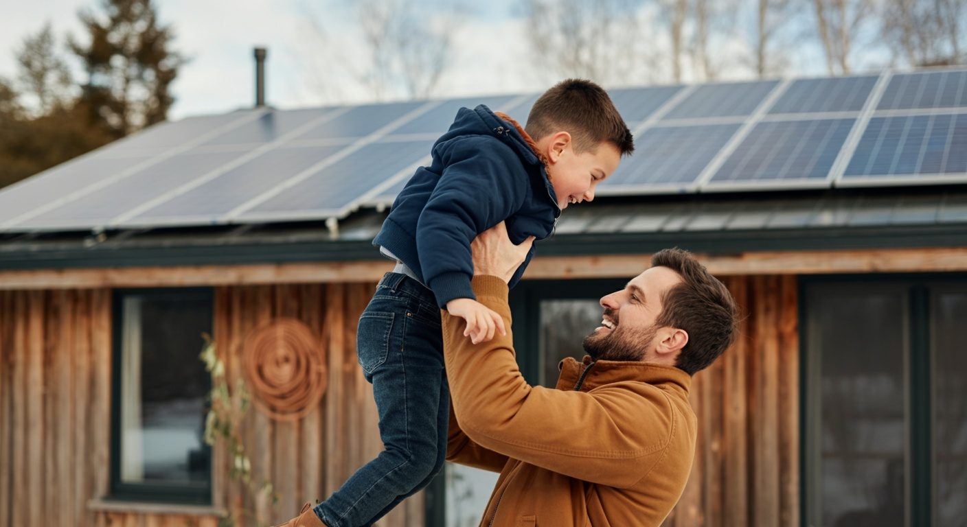 outdoor,photo,of,real,family,shot(dad,and,sun),winter,house