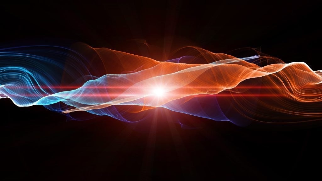 abstract design with flowing lines in hot and cold colours