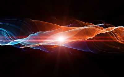 abstract design with flowing lines in hot and cold colours