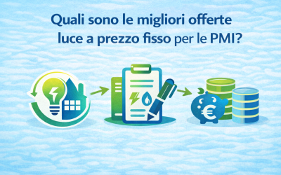 Infografica confronto tariffe energia elettrica aziende con focus su offerte luce a prezzo fisso per PMI